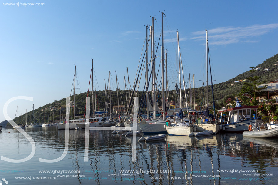 SIVOTA, LEFKADA, GREECE JULY 17, 2014: Panorama of Village of Sivota, Lefkada, Ionian Islands, Greece