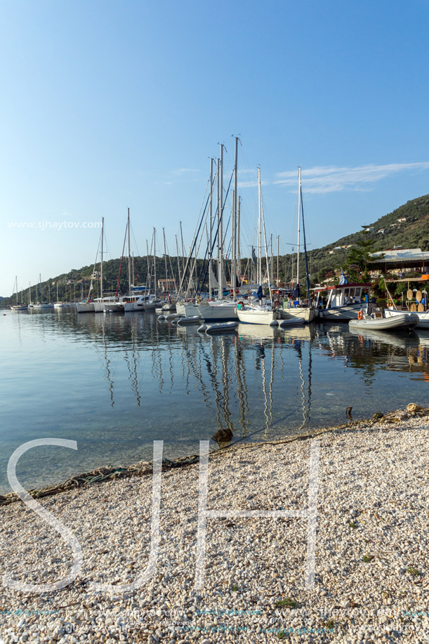 SIVOTA, LEFKADA, GREECE JULY 17, 2014: Panorama of Village of Sivota, Lefkada, Ionian Islands, Greece