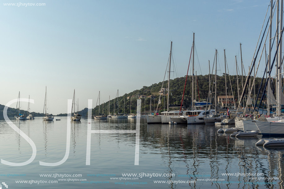 SIVOTA, LEFKADA, GREECE JULY 17, 2014: Panorama of Village of Sivota, Lefkada, Ionian Islands, Greece