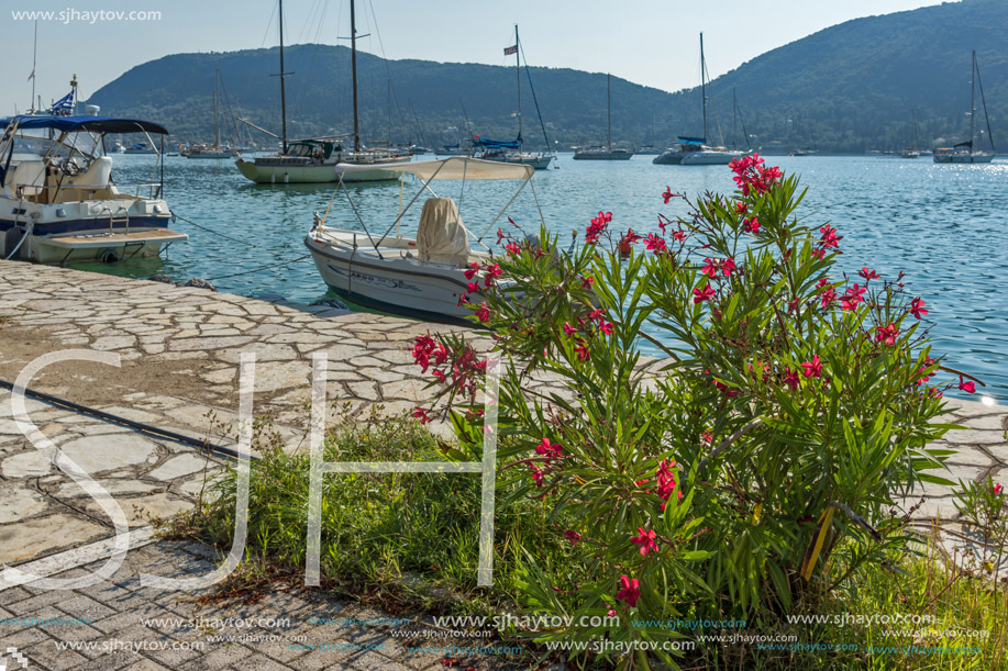 NYDRI, LEFKADA, GREECE JULY 17: Port at Nydri Bay, Lefkada, Ionian Islands, Greece