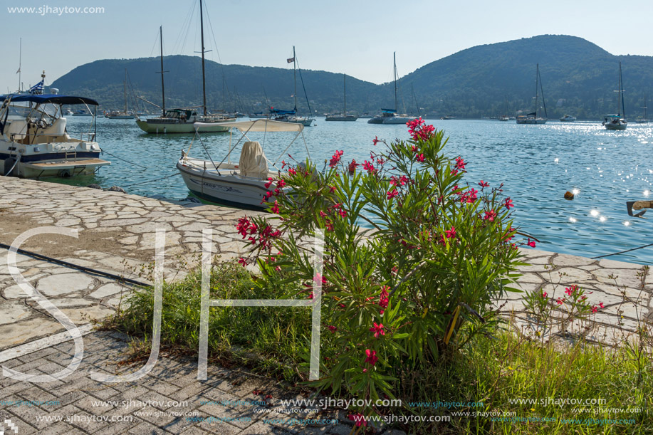 NYDRI, LEFKADA, GREECE JULY 17: Port at Nydri Bay, Lefkada, Ionian Islands, Greece