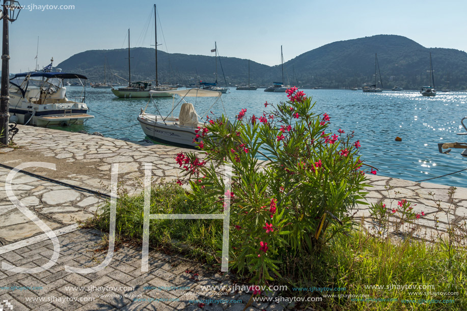 NYDRI, LEFKADA, GREECE JULY 17: Port at Nydri Bay, Lefkada, Ionian Islands, Greece