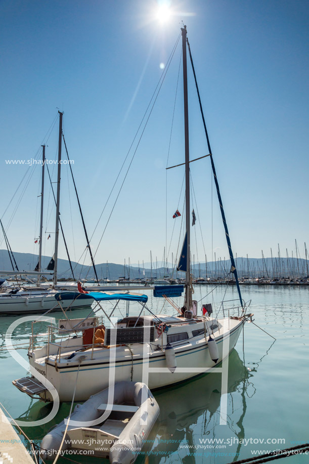 LEFKADA TOWN, GREECE JULY 17, 2014: yacht harbor at Lefkada town, Ionian Islands, Greece