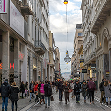 ATHENS, GREECE - JANUARY 20, 2017:  Typical street near Monastiraki square, Athens, Attica, Greece