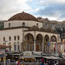 ATHENS, GREECE - JANUARY 20 2017:  Panorama of Monastiraki square, Athens, Attica, Greece