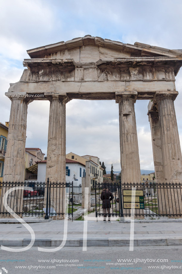 ATHENS, GREECE - JANUARY 20 2017:  Sunset view of Roman Agora in Athens, Attica, Greece