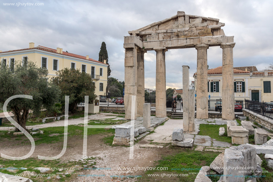 ATHENS, GREECE - JANUARY 20 2017:  Sunset view of Roman Agora in Athens, Attica, Greece