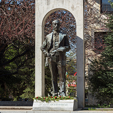 SHUMEN, BULGARIA - APRIL 10, 2017:  Monument of Dobri Voynikov in city of Shumen, Bulgaria