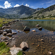 Amazing Panoramic view of Musalenski lakes and Musala peak, Rila mountain, Bulgaria