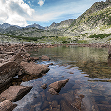 Amazing Panoramic view of Musalenski lakes and Musala peak, Rila mountain, Bulgaria