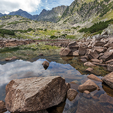 Amazing Panoramic view of Musalenski lakes and Musala peak, Rila mountain, Bulgaria