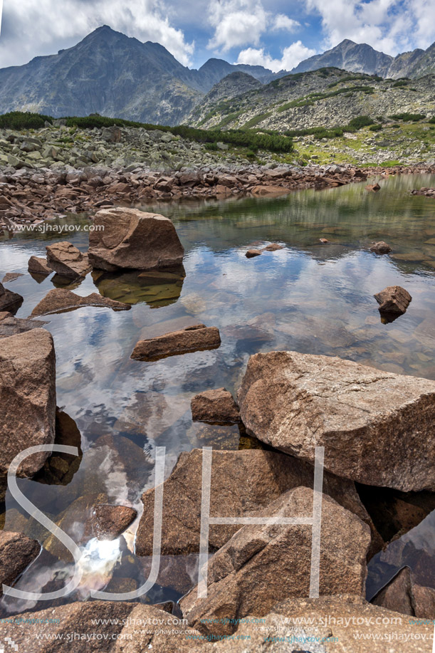 Amazing Panoramic view of Musalenski lakes and Musala peak, Rila mountain, Bulgaria
