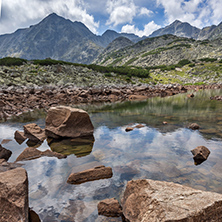 Amazing Panoramic view of Musalenski lakes and Musala peak, Rila mountain, Bulgaria