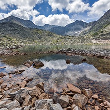 Amazing Panoramic view of Musalenski lakes and Musala peak, Rila mountain, Bulgaria
