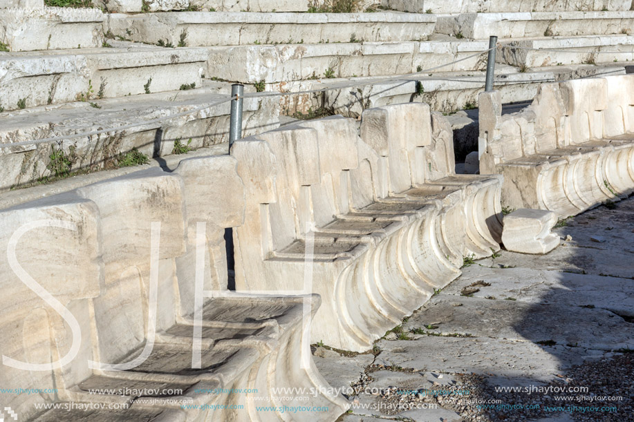 Ruins of the Theatre of Dionysus in Acropolis of Athens, Attica, Greece