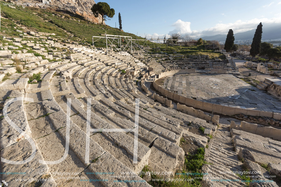 Ruins of the Theatre of Dionysus in Acropolis of Athens, Attica, Greece