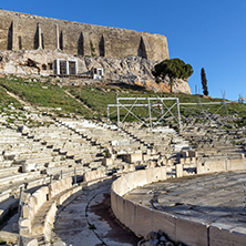 Ruins of the Theatre of Dionysus in Acropolis of Athens, Attica, Greece