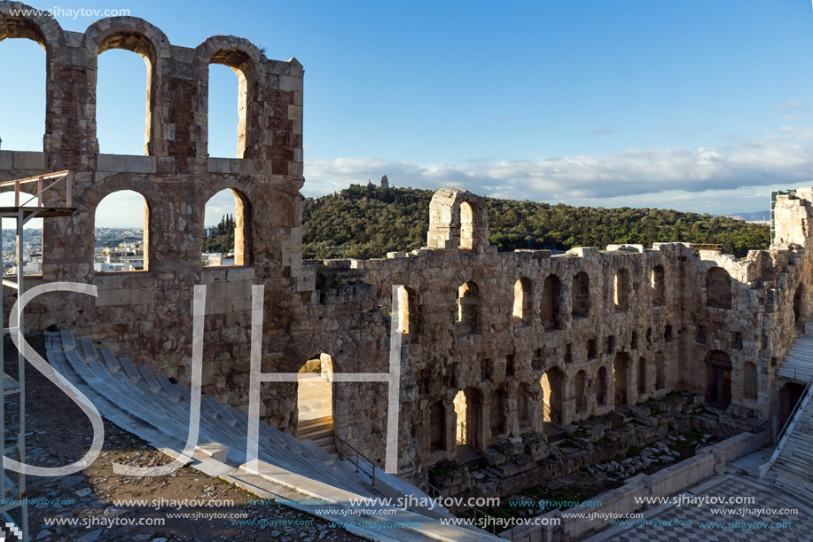 Ruins of Odeon of Herodes Atticus in the Acropolis of Athens, Attica, Greece