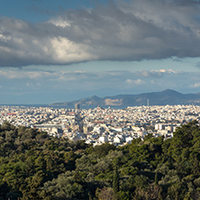 Amazing panorama from Acropolis to city of Athens, Attica, Greece