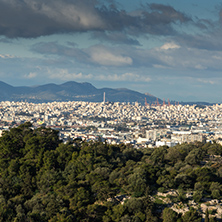 Amazing panorama from Acropolis to city of Athens, Attica, Greece