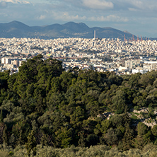 Amazing panorama from Acropolis to city of Athens, Attica, Greece