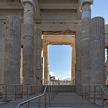 Monumental gateway Propylaea in the Acropolis of Athens, Attica, Greece