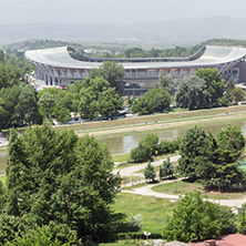 SKOPJE, REPUBLIC OF MACEDONIA - 13 MAY 2017: Panorama to city of Skopje from fortress (Kale fortress) in the Old Town, Republic of Macedonia