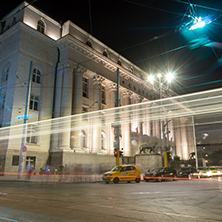 SOFIA, BULGARIA - JUNE 30, 2017:   Night photo of Building of Palace Of Justice in Sofia, Bulgaria