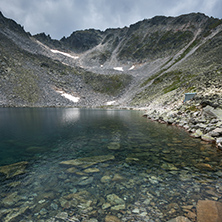 Landscape with Rila Mountain, Ledenoto (Ice) lake and Musala Peak, Bulgaria