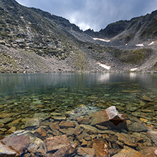 Landscape with Rila Mountain, Ledenoto (Ice) lake and Musala Peak, Bulgaria