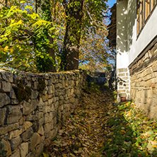 BOZHENTSI, BULGARIA - OCTOBER 29 2016:  Autumn view of Old Houses in village of Bozhentsi, Gabrovo region, Bulgaria