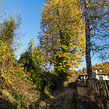 BOZHENTSI, BULGARIA - OCTOBER 29 2016:  Autumn view of Old Houses in village of Bozhentsi, Gabrovo region, Bulgaria