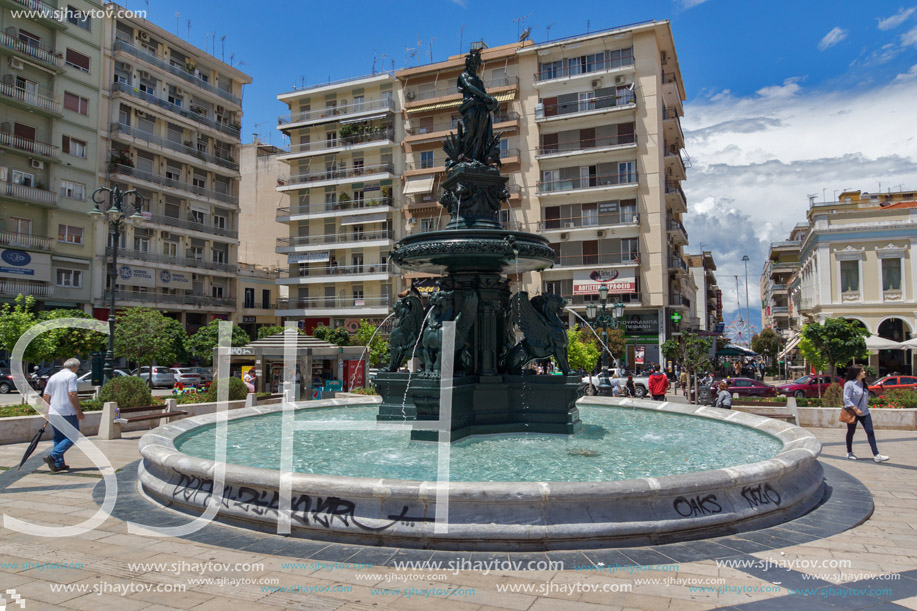 PATRAS, GREECE MAY 28, 2015: Panoramic view of King George I Square in Patras, Peloponnese, Western Greece