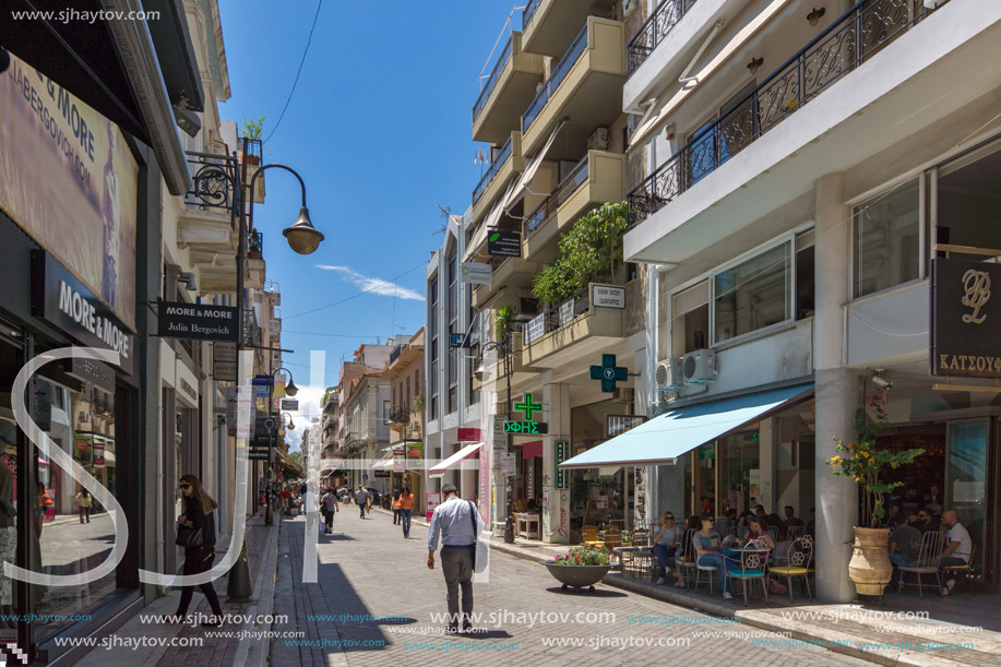 PATRAS, GREECE MAY 28, 2015: Typical street in Patras, Peloponnese, Western Greece