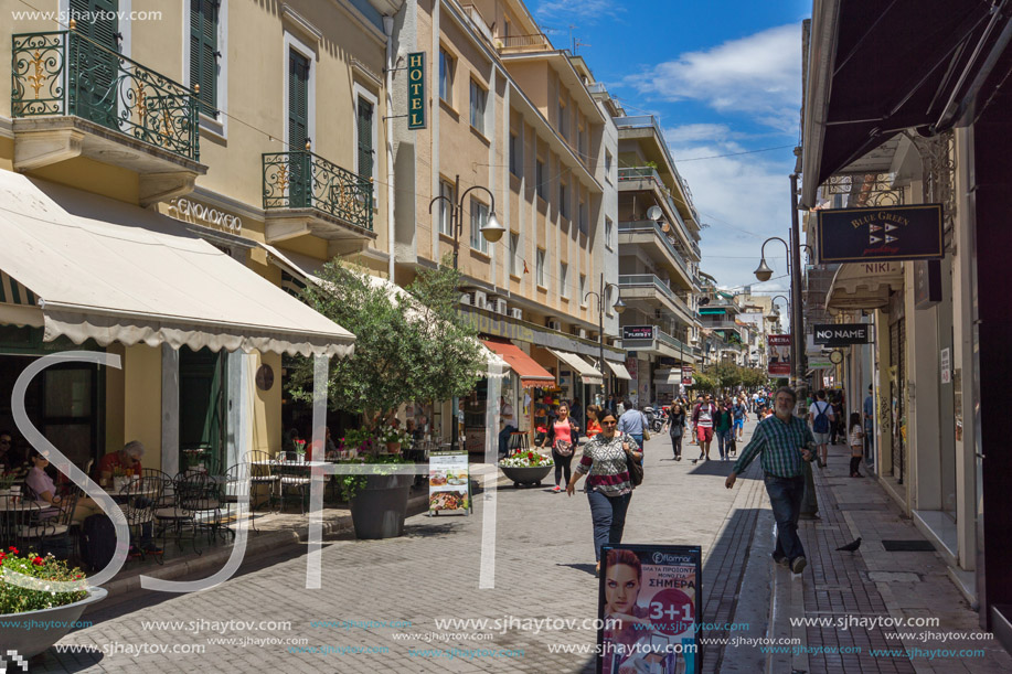 PATRAS, GREECE MAY 28, 2015: Typical street in Patras, Peloponnese, Western Greece