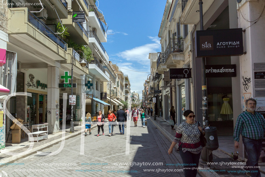 PATRAS, GREECE MAY 28, 2015: Typical street in Patras, Peloponnese, Western Greece