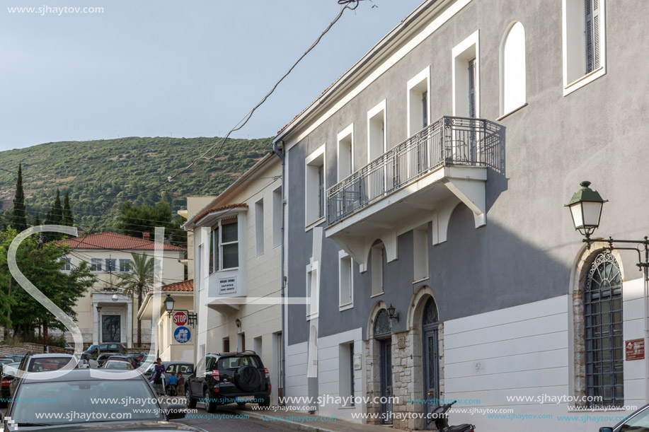 PATRAS, GREECE - MAY 28, 2015:  Typical street in nafpaktos town, Western Greece