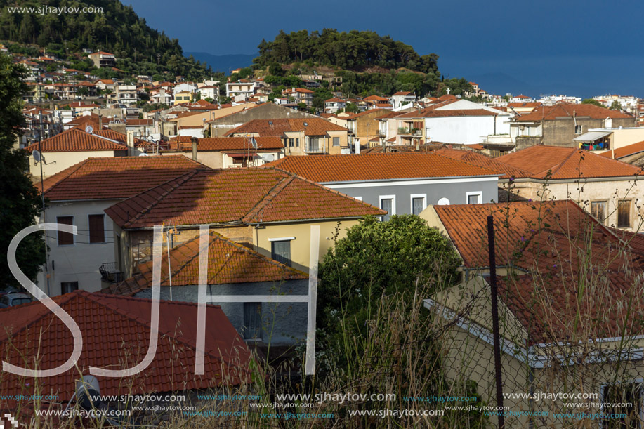 NAFPAKTOS, GREECE - MAY 28, 2015: Amazing Panoramic view of Nafpaktos town, Western Greece
