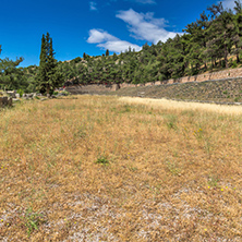 Panoramic view of Stadium at Ancient Greek archaeological site of Delphi, Central Greece