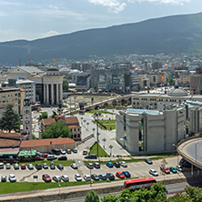 SKOPJE, REPUBLIC OF MACEDONIA - 13 MAY 2017: Panorama to city of Skopje from fortress (Kale fortress) in the Old Town, Republic of Macedonia