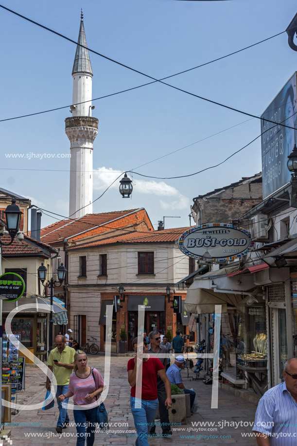 SKOPJE, REPUBLIC OF MACEDONIA - 13 MAY 2017: Mosque in old town of city of Skopje, Republic of Macedonia
