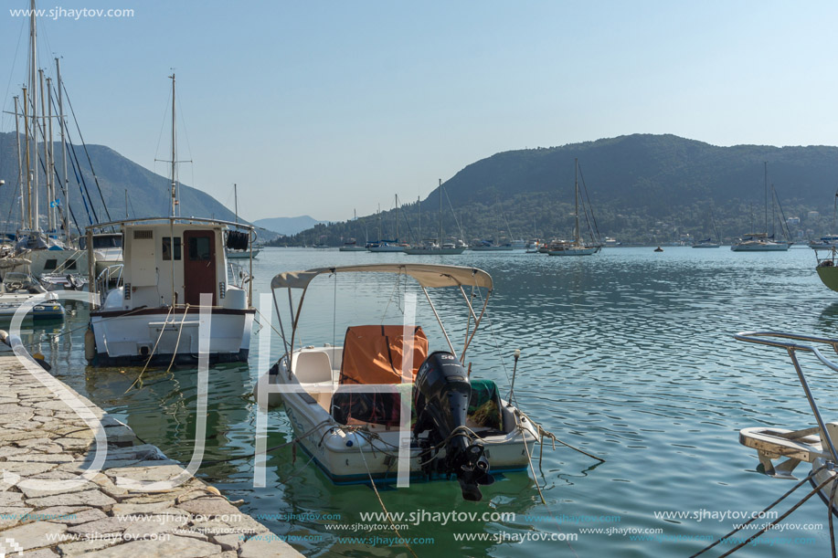 NYDRI, LEFKADA, GREECE -  JULY 17: Boats at Port of Nydri Bay, Lefkada, Ionian Islands, Greece