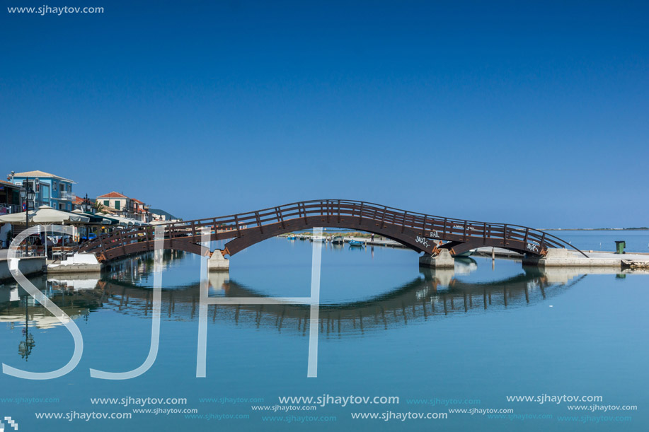 LEFKADA TOWN, GREECE - JULY 17, 2014: Panoramic view of embankment in Lefkada town, Ionian Islands, Greece