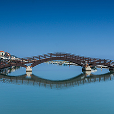 LEFKADA TOWN, GREECE - JULY 17, 2014: Panoramic view of embankment in Lefkada town, Ionian Islands, Greece