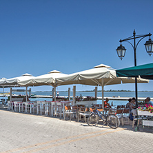 LEFKADA TOWN, GREECE - JULY 17, 2014: Panoramic view of embankment in Lefkada town, Ionian Islands, Greece