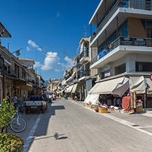 LEFKADA TOWN, GREECE - JULY 17, 2014: Panoramic view of street in  Lefkada town, Ionian Islands, Greece
