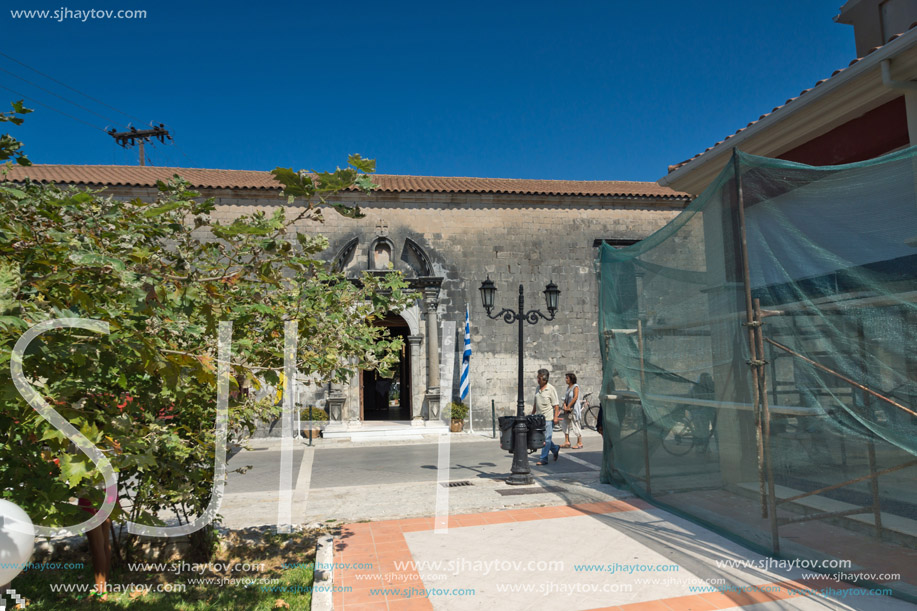 LEFKADA TOWN, GREECE - JULY 17, 2014: Old Orthodox church in  Lefkada town, Ionian Islands, Greece