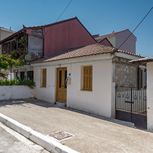 LEFKADA TOWN, GREECE - JULY 17, 2014: Panoramic view of street in  Lefkada town, Ionian Islands, Greece