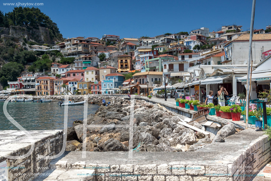 PARGA, GREECE - JULY 17, 2014: Amazing Panoramic view from   embankment of town of Parga, Epirus, Greece