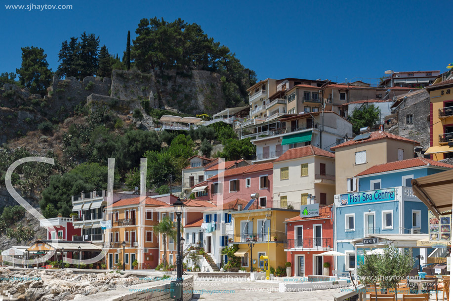 PARGA, GREECE - JULY 17, 2014: Amazing Panoramic view from   embankment of town of Parga, Epirus, Greece